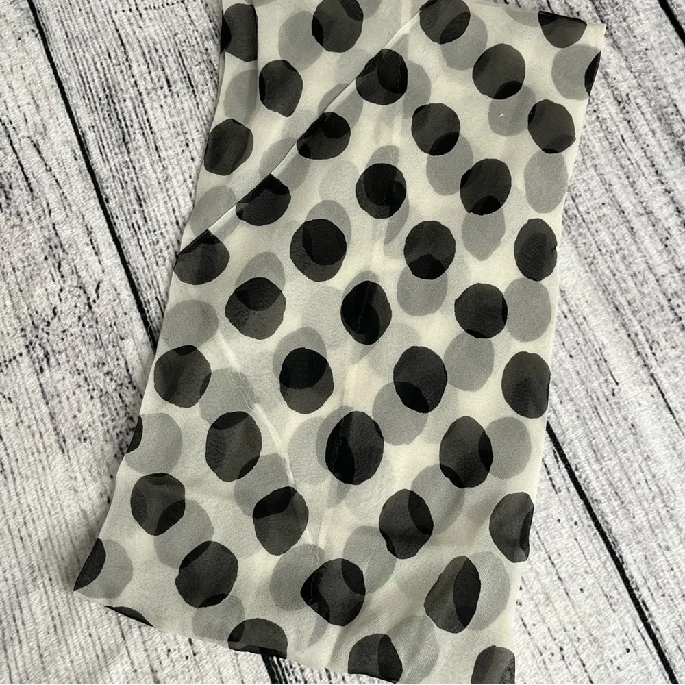 Vintage Scarf by Vera, Off White with Black Dots, Circle Scarf, Japan Silk Rayon
